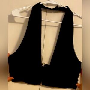 Oh Polly Black Deep V Tank Top